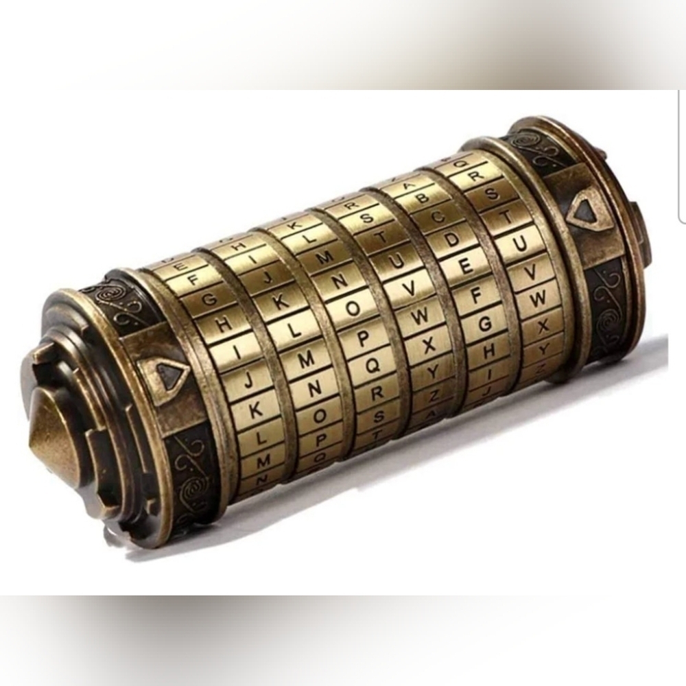 Da Vinci Code Mini Cryptex Lock Puzzle Box w/ Hidden Compartment & Rings (#766)